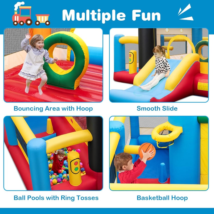 Inflatable Bounce House Train  - مراجعة Basketball Arcade Game وسعره